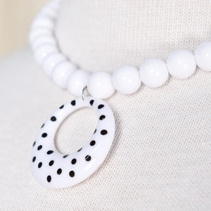 White Polka Dot Hoop Necklace Cats Like Us