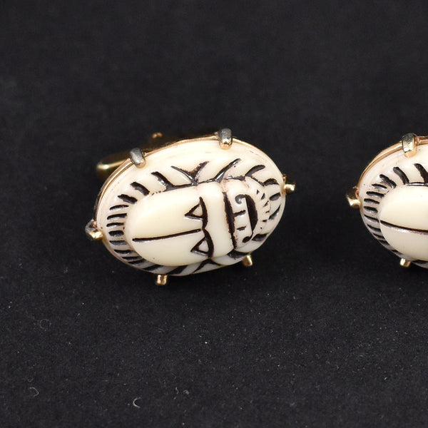 White Scarab Beetle Vintage Cuff Links Cats Like Us