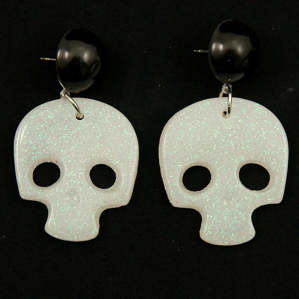 White Skull Confetti Earrings Cats Like Us