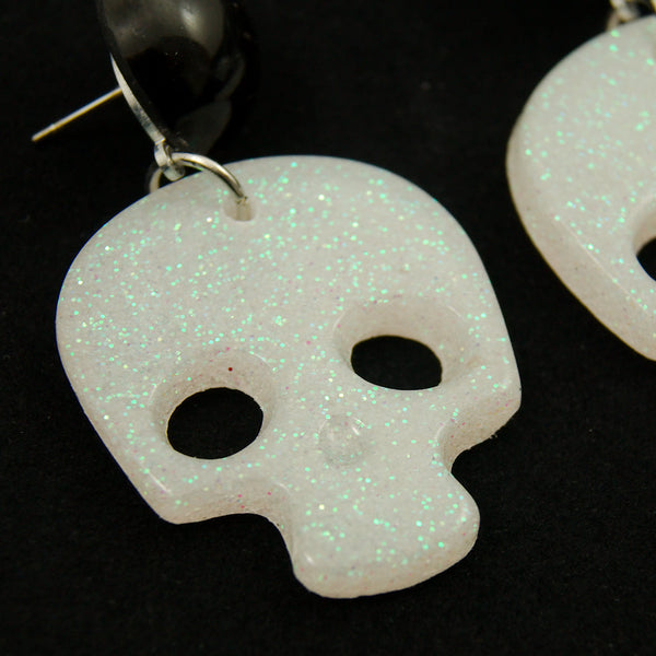 White Skull Confetti Earrings Cats Like Us