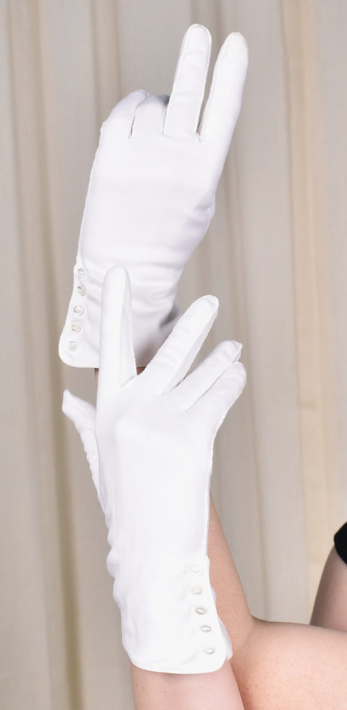 White Tiny Button Vintage Gloves Cats Like Us