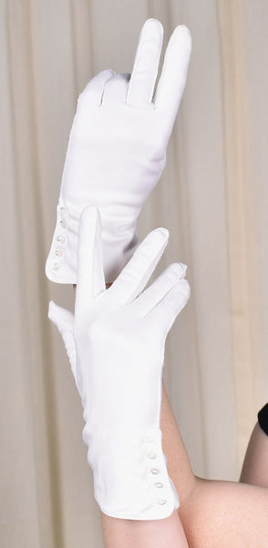 White Tiny Button Vintage Gloves Cats Like Us