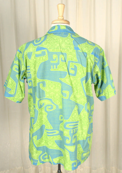 Wild Green & Blue Aloha Shirt Cats Like Us