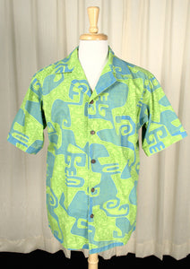 Wild Green & Blue Aloha Shirt Cats Like Us