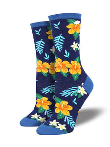 Wmns Aloha Floral Socks Cats Like Us