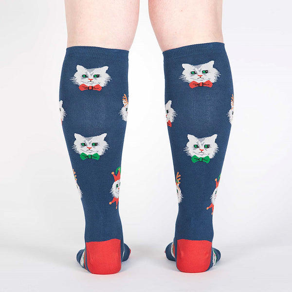 Wmns Santa Claws Cat Knee Socks Cats Like Us
