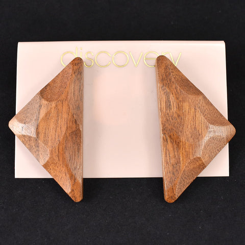 Wood Triangle Tiki Earrings Cats Like Us