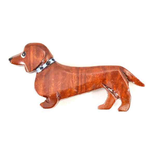 Wood Wiener Dog Brooch Cats Like Us