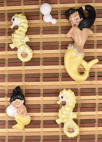 Yellow Black Haired Mermaid Set Cats Like Us