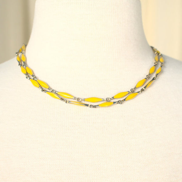 Yellow Enamel Necklace Cats Like Us