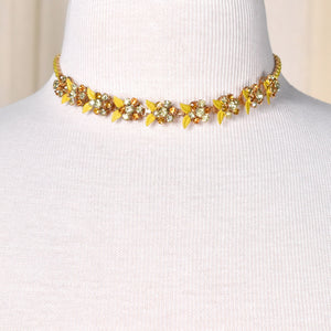 Yellow Rhinestone Necklace Cats Like Us