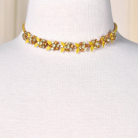 Yellow Rhinestone Necklace Cats Like Us