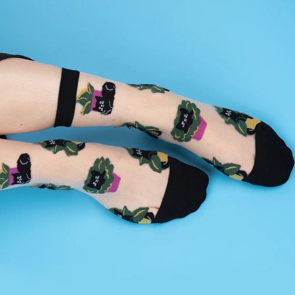 I Do What I Want Cat & Plant Sheer Socks