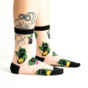 I Do What I Want Cat & Plant Sheer Socks