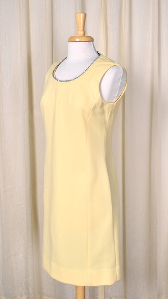 1960s Vintage Pale Yellow Dress Set