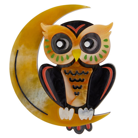 A Moon with a View Owl Brooch